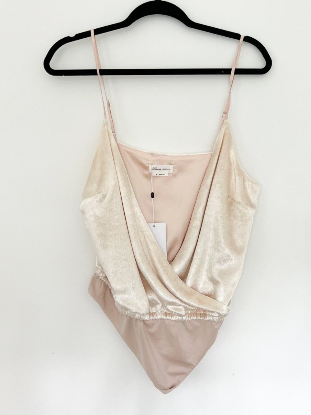 Lovers + Friends Leo Cami Velvet Wrap Bodysuit Prosecco NWT